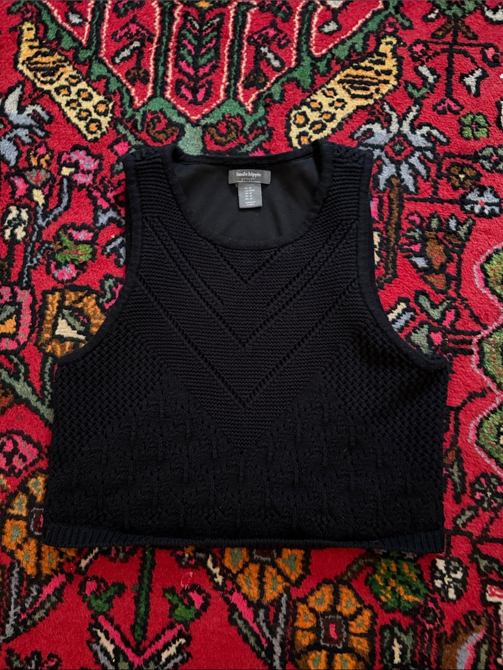 Haute Hippie Black Knit Cropped Tank